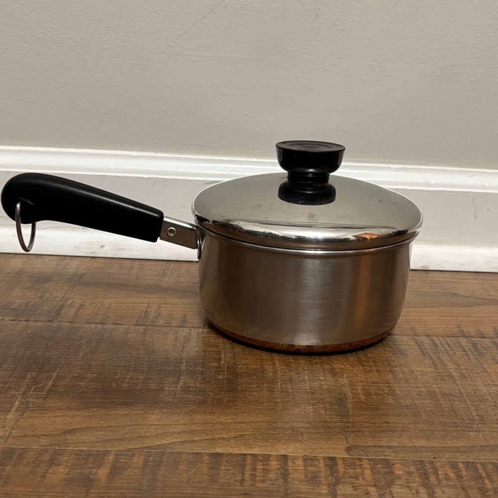 Vintage Revere Ware Stainless Steel 1 Qt Saucepan Pot w/ Lid rare collectible